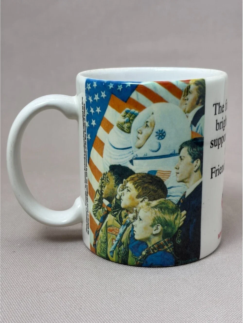 Norman Rockwell Boy Scouts Coffee Mug Friends of Scouting Astronaut Made in USA